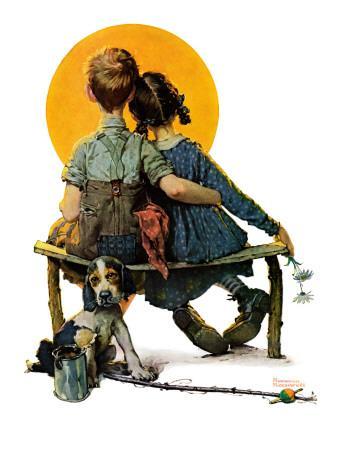 "Little Spooners" or "Sunset", April 24,1926 - Giclee Print, 12x16