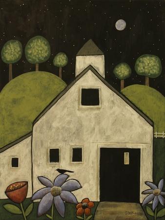 Night White Barn - Giclee Print, 12x16